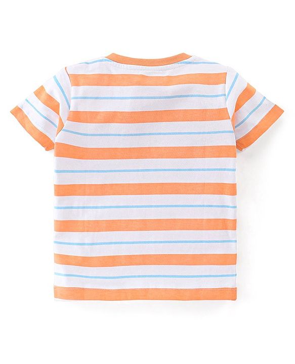 Babyhug Cotton Knit Half Sleeves T-Shirt Striped & Beach Theme Graphics Pack of 3 - Multicolour