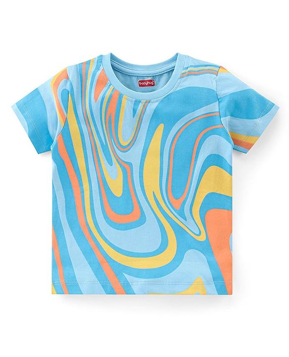 Babyhug Cotton Knit Half Sleeves T-Shirt Striped & Beach Theme Graphics Pack of 3 - Multicolour