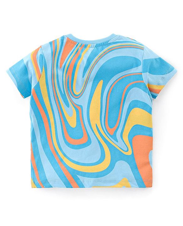 Babyhug Cotton Knit Half Sleeves T-Shirt Striped & Beach Theme Graphics Pack of 3 - Multicolour