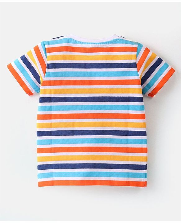 Babyhug Cotton Half Sleeves Striped T-Shirt With Lion Graphics Pack of 3 - Multicolor