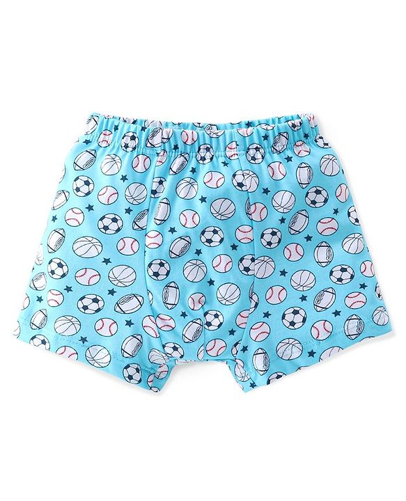 Babyhug 100% Cotton Briefs Striped & Football Printed Pack of 3 - Blue