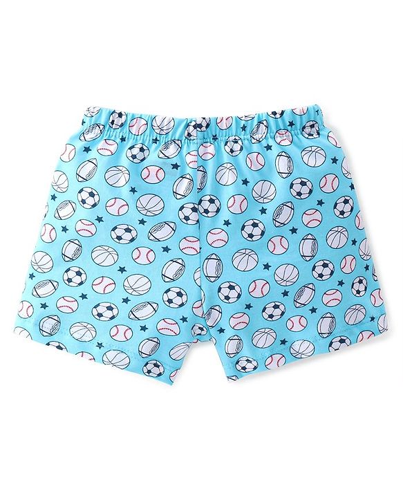 Babyhug 100% Cotton Briefs Striped & Football Printed Pack of 3 - Blue