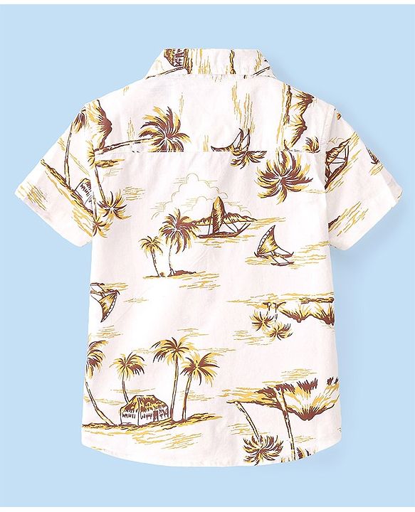 Babyhug  100% Cotton Half Sleeves Printed Shirts - White