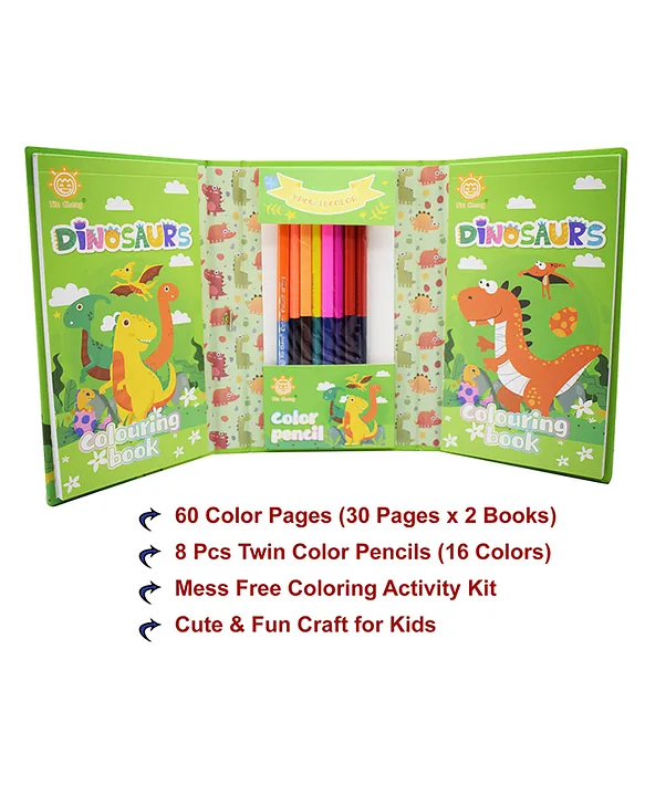 Travel Coloring Kit for Kids, No Mess Dinosaur Coloring Set with 60  Coloring Pages and 16 Coloring Pencils, Coloring Book for Girls and Boys  Birthday Party Favors Gifts : : Toys