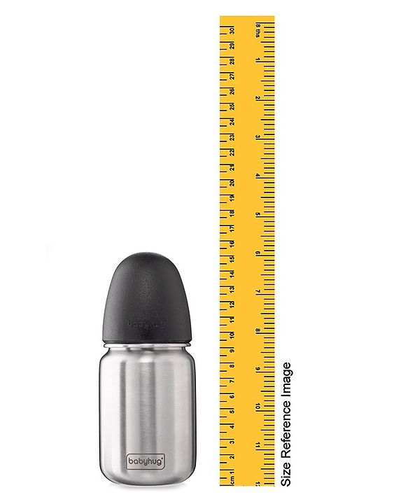 Babyhug Sterilizable Steel Feeding Bottle - 240 ml| BPA Free| Leak Resistant| BPA Free| 304 Grade| Anti-Colic| Newborns & Toddlers| Corrosion Resistant| Use as Water Bottle| Wide Neck