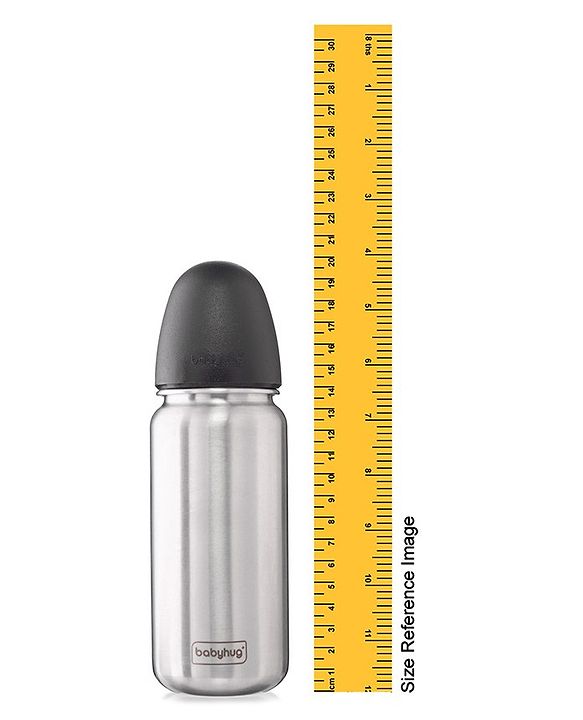Babyhug Sterilizable Steel Feeding Bottle - 240 ml| BPA Free| Leak Resistant| BPA Free| 304 Grade| Anti-Colic| Newborns & Toddlers| Corrosion Resistant| Use as Water Bottle| Wide Neck