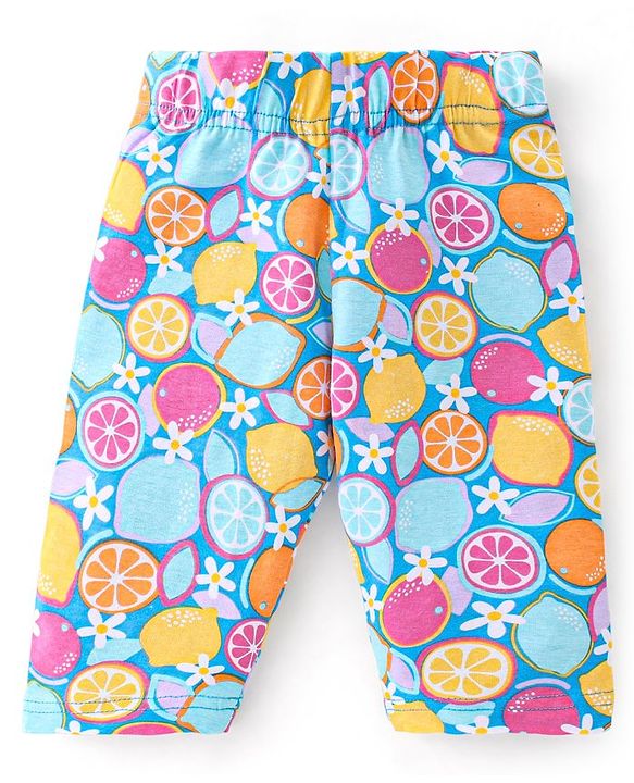 Babyhug Single Jersey Knit Three Fourth Length Legging Polka Dot & Orange Print Pack of 3 - Yellow Pink & Blue