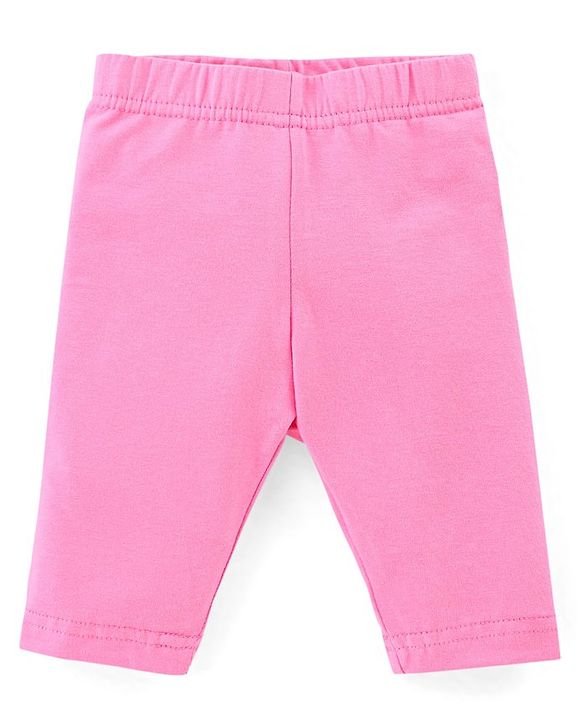 Babyhug Cotton Knit Three Fourth Leggings Dots & Floral Print Pack Of 3 - Pink & Purple