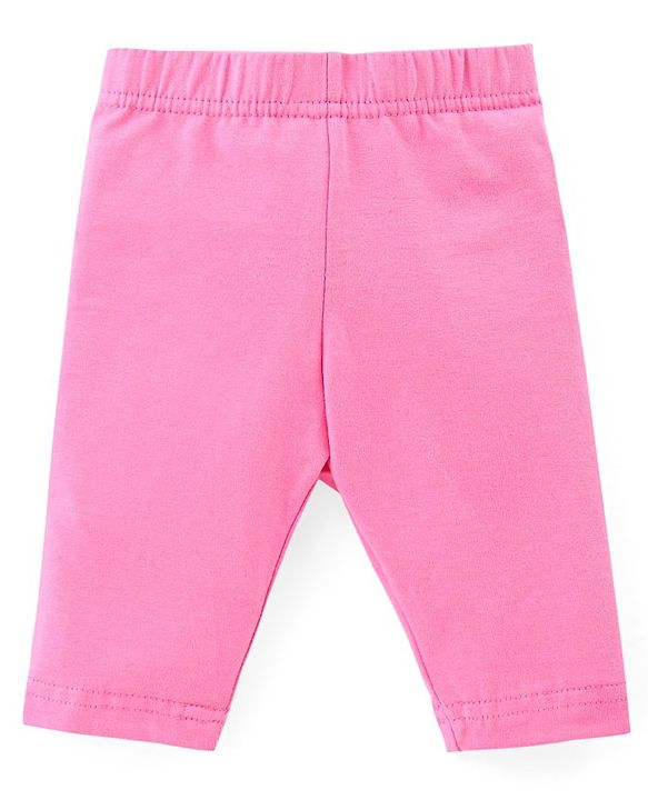 Babyhug Cotton Knit Three Fourth Leggings Dots & Floral Print Pack Of 3 - Pink & Purple