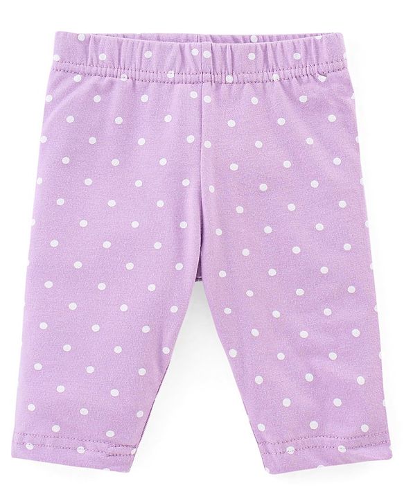 Babyhug Cotton Knit Three Fourth Leggings Dots & Floral Print Pack Of 3 - Pink & Purple