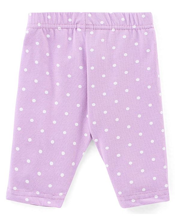 Babyhug Cotton Knit Three Fourth Leggings Dots & Floral Print Pack Of 3 - Pink & Purple