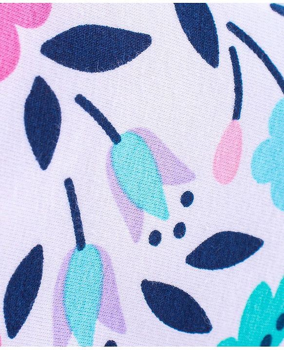 Babyhug Cotton Knit Three Fourth Leggings Dots & Floral Print Pack Of 3 - Pink & Purple