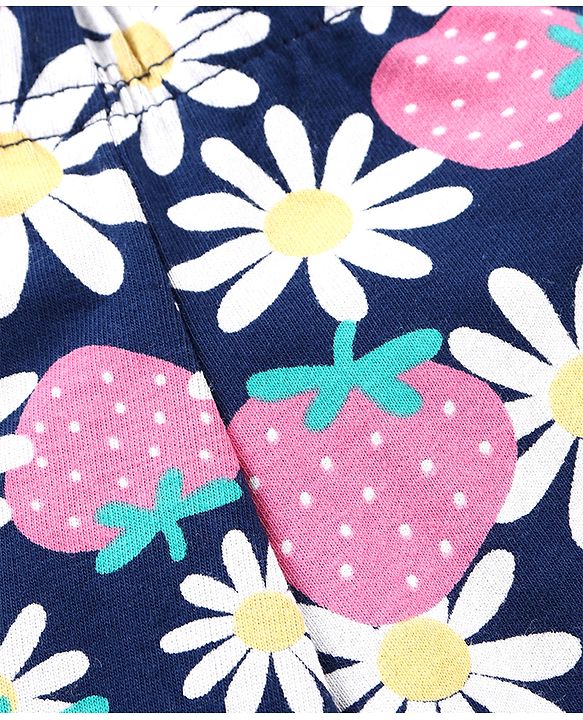 Babyhug Single Jersey Knit  Three Fourth Leggings Stripe Floral & Dot Print Pack of 3- Pink White & Yellow