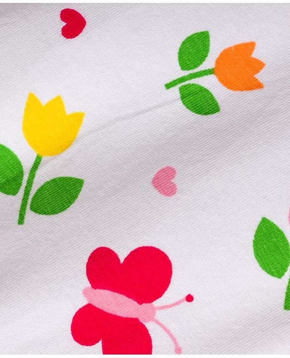 Babyhug Cotton Knit Three Fourth Length Floral Print Leggings Pack of 3 - Red Blue & Purple