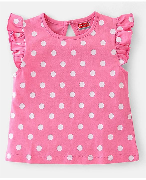 Babyhug 100% Cotton Knit Frill Sleeves T-Shirt with Pineapple Print Pack of 3 - Yellow & Pink