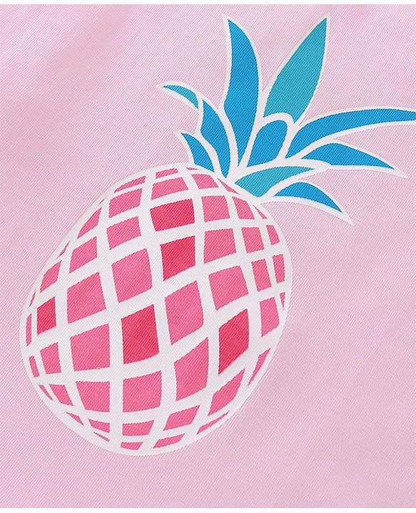 Babyhug 100% Cotton Knit Frill Sleeves T-Shirt with Pineapple Print Pack of 3 - Yellow & Pink