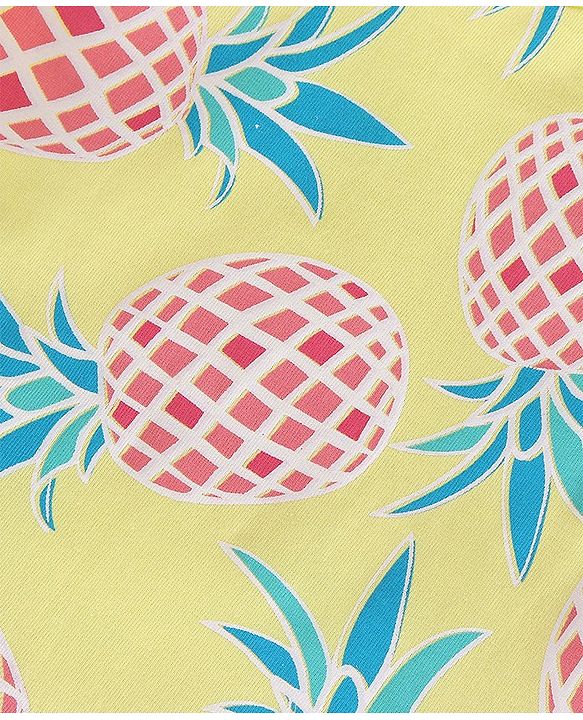 Babyhug 100% Cotton Knit Frill Sleeves T-Shirt with Pineapple Print Pack of 3 - Yellow & Pink