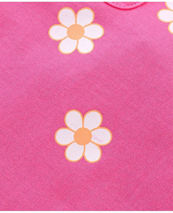 Babyhug 100% Cotton Knit Half Sleeves T-Shirts with Floral Graphics & Frill Detailing Pack Of 3 - Multicolor