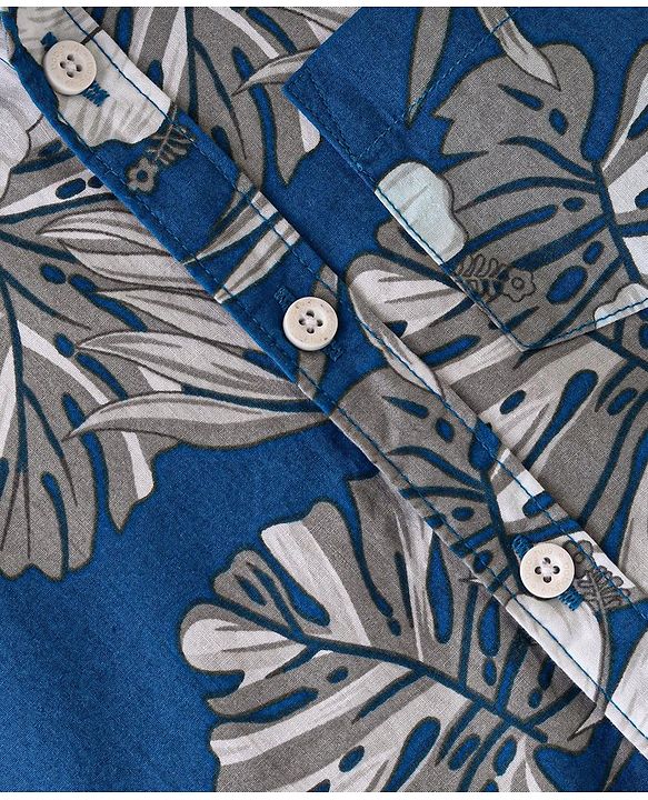 Babyhug 100% Cotton Woven Half Sleeves Shirt Tropical Theme - Blue