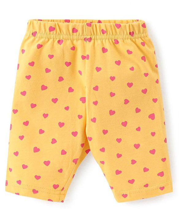 Babyhug Knit Three Fourth Leggings Floral Hearts & Solid Print Pack of 3 -Multicolour
