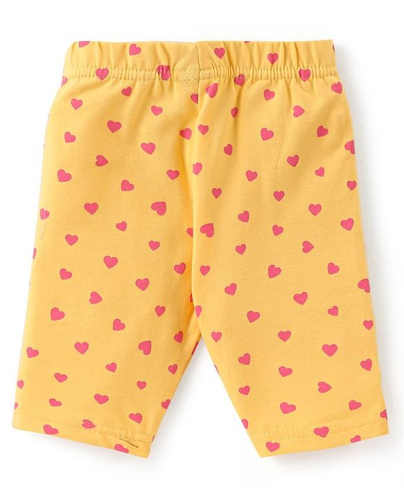 Babyhug Knit Three Fourth Leggings Floral Hearts & Solid Print Pack of 3 -Multicolour