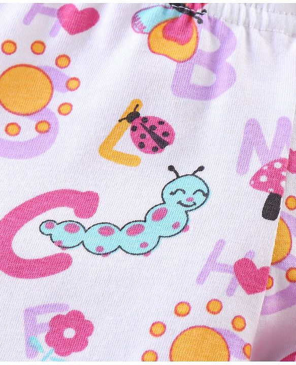Babyhug Knit Three Fourth Leggings Bugs Print & Solid Pack of 3 - Multicolour