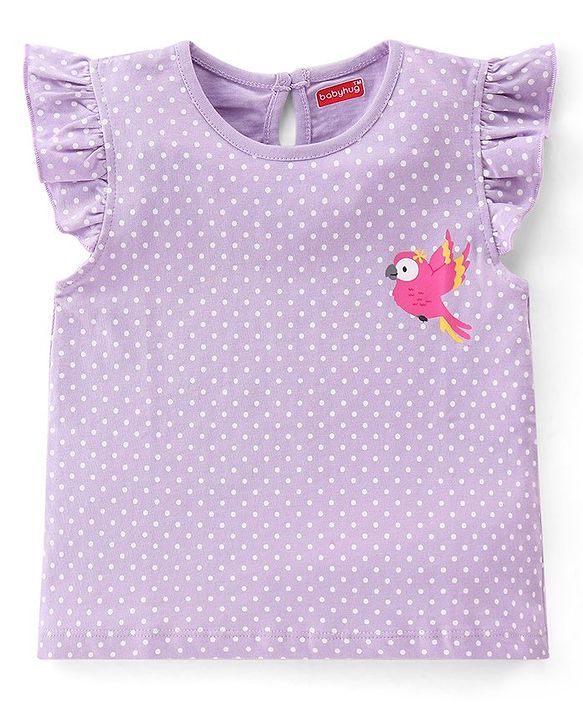 Babyhug Cotton Knit Frill Sleeves Polka Dots & Birds Printed T-Shirts Pack of 3 - Multicolour