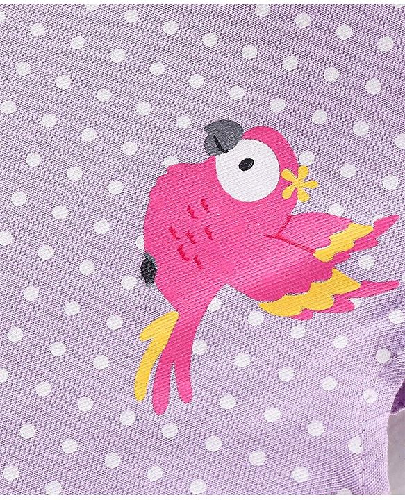 Babyhug Cotton Knit Frill Sleeves Polka Dots & Birds Printed T-Shirts Pack of 3 - Multicolour