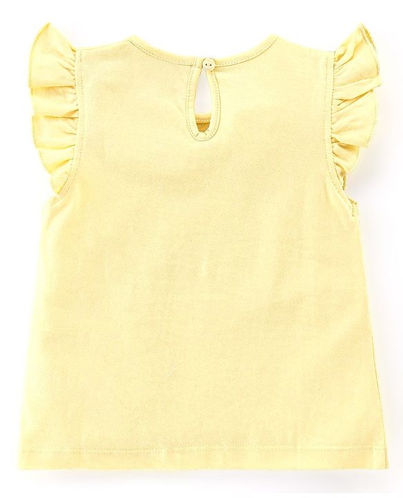 Babyhug Cotton Knit Frill Sleeves Floral & Toucan Bird Printed T-Shirts Pack of 3 - Pink & Yellow