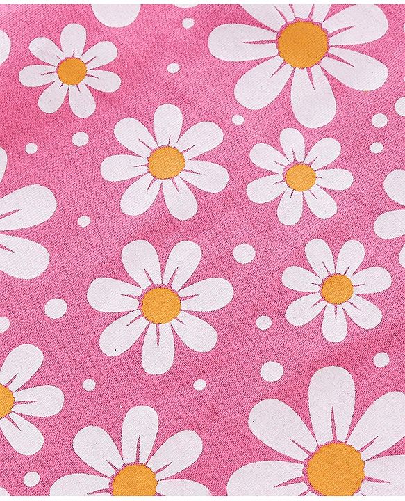 Babyhug Cotton Knit Frill Sleeves Floral & Toucan Bird Printed T-Shirts Pack of 3 - Pink & Yellow