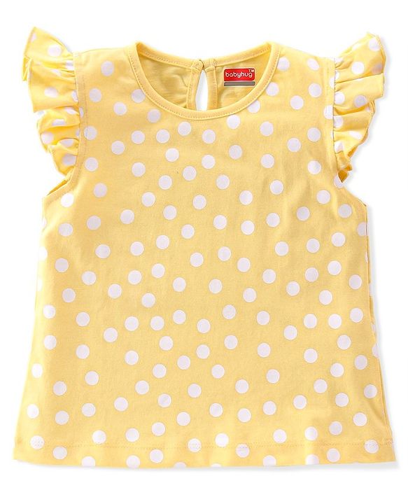 Babyhug 100% Cotton Frill Sleeves Tops with Floral Graphics Pack of 3 - Purple Green & Yellow