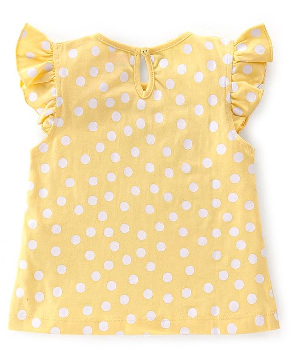 Babyhug 100% Cotton Frill Sleeves Tops with Floral Graphics Pack of 3 - Purple Green & Yellow