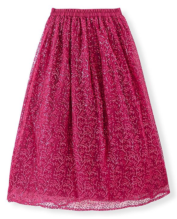 Pine Kids All Over Embroidered Half Sleeves Choli Lehenga set with Dupatta- Pink