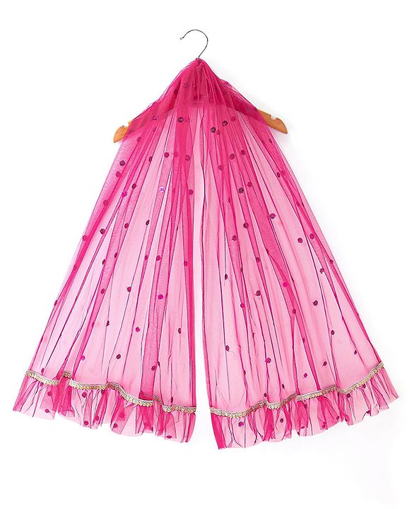 Pine Kids All Over Embroidered Half Sleeves Choli Lehenga set with Dupatta- Pink