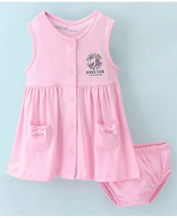 Buy Doreme Single Jersey Knit Sleeveless Dresses Boat Print White for Girls  (1-3Months) Online in India, Shop at FirstCry.com - 15543400