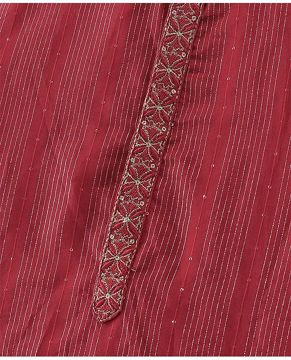 Pine Kids Cotton Full Sleeves Kurta & Pyjama Set Striped - Maroon & White
