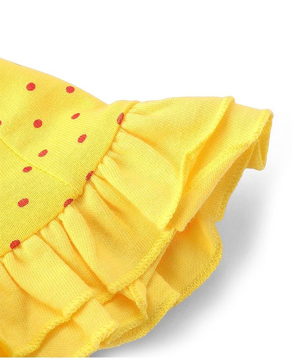 Babyhug 100% Cotton Knit Polka Dot Print Cap- Yellow