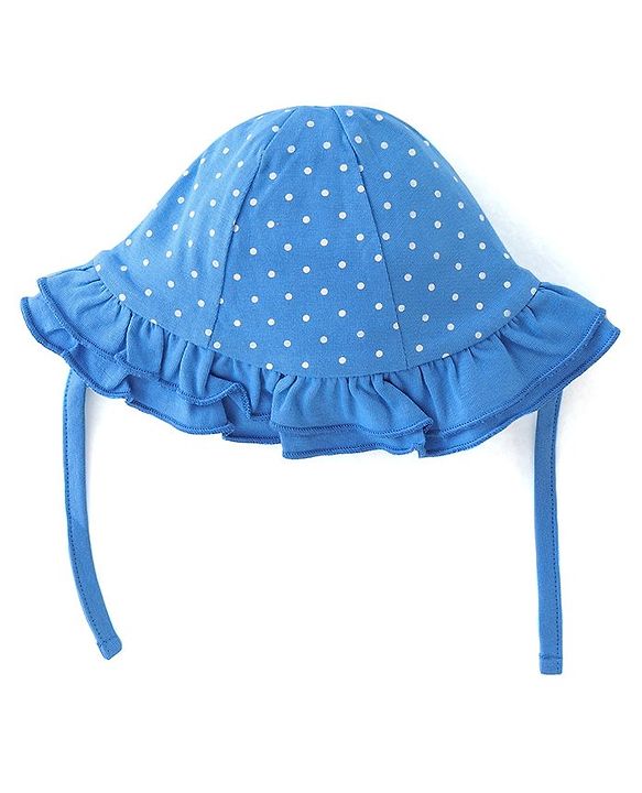 Babyhug 100% Cotton Baby Cap With Polka Dots Print - Blue