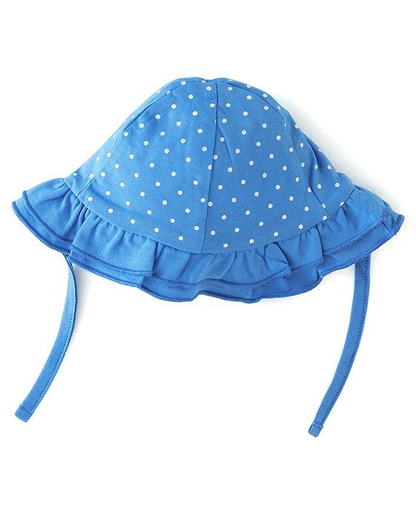 Babyhug 100% Cotton Baby Cap With Polka Dots Print - Blue