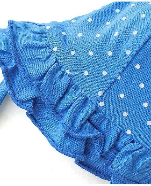 Babyhug 100% Cotton Baby Cap With Polka Dots Print - Blue