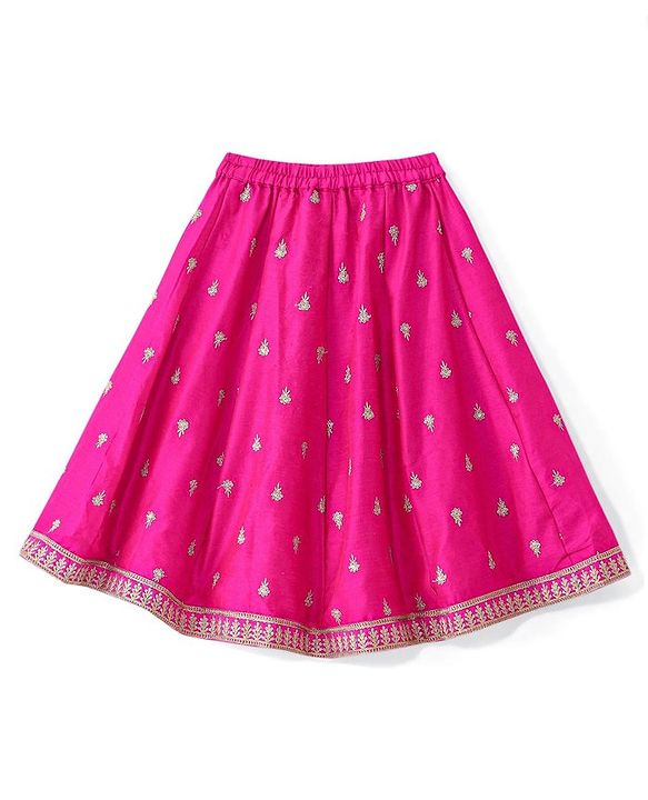 Babyhug Woven Sleeveless Choli With Lehenga & Dupatta Set Floral Embroidery - Pink