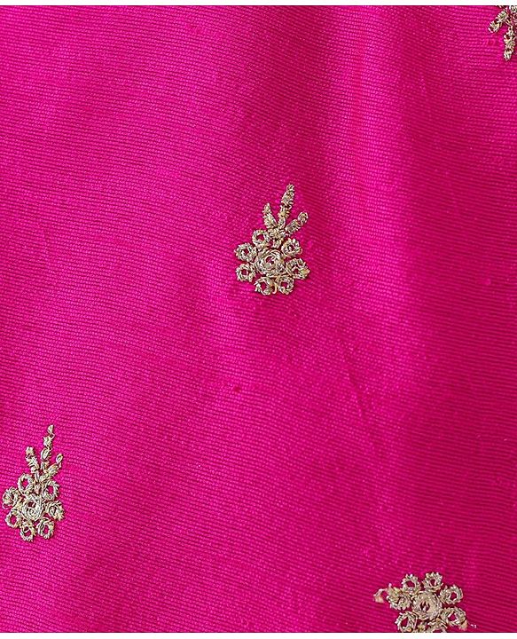 Babyhug Woven Sleeveless Choli With Lehenga & Dupatta Set Floral Embroidery - Pink