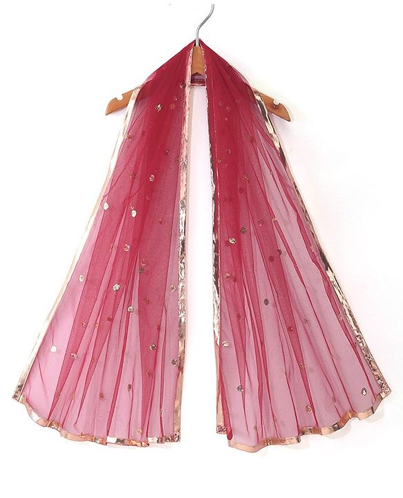 Babyhug Woven Sleeveless Gold Floral Printed Kurti Chudidar and Dupatta Set - Maroon