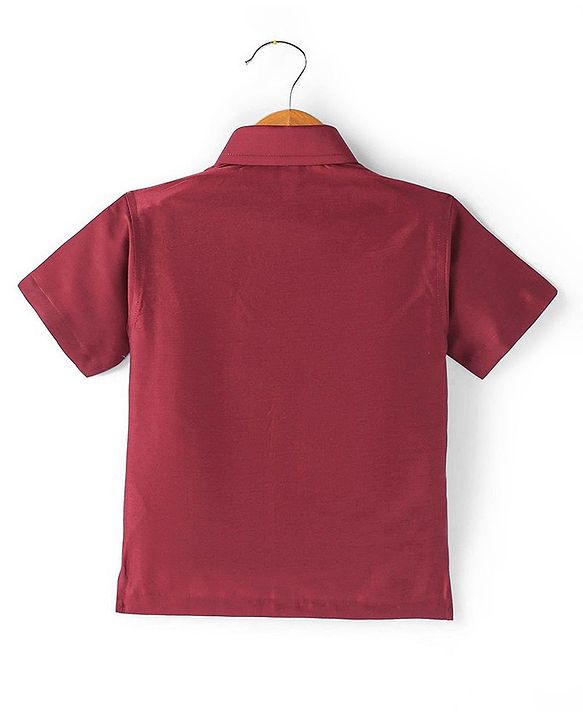 Babyhug Woven Half Sleeves Shirt & Mundu Set Solid Colour - Red