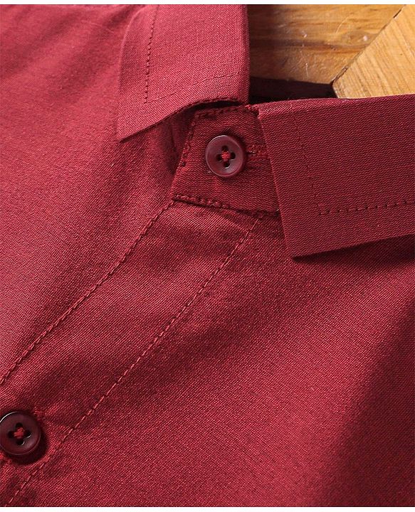 Babyhug Woven Half Sleeves Shirt & Mundu Set Solid Colour - Red
