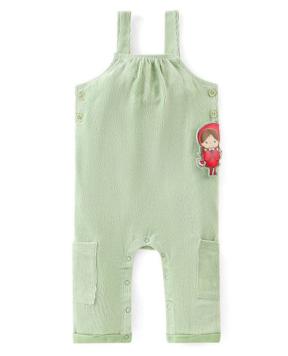 Babyhug Cotton Knit Dungaree with Full Sleeves Inner Tee Scenery Print - Pink & Green
