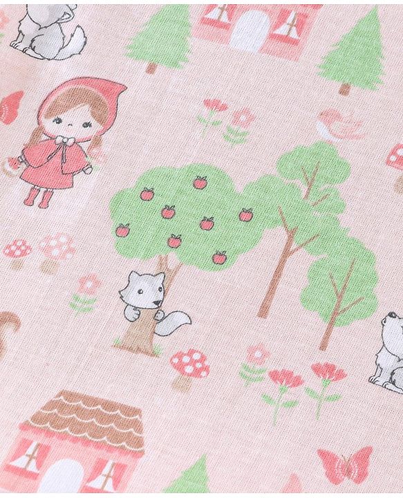 Babyhug Cotton Knit Dungaree with Full Sleeves Inner Tee Scenery Print - Pink & Green