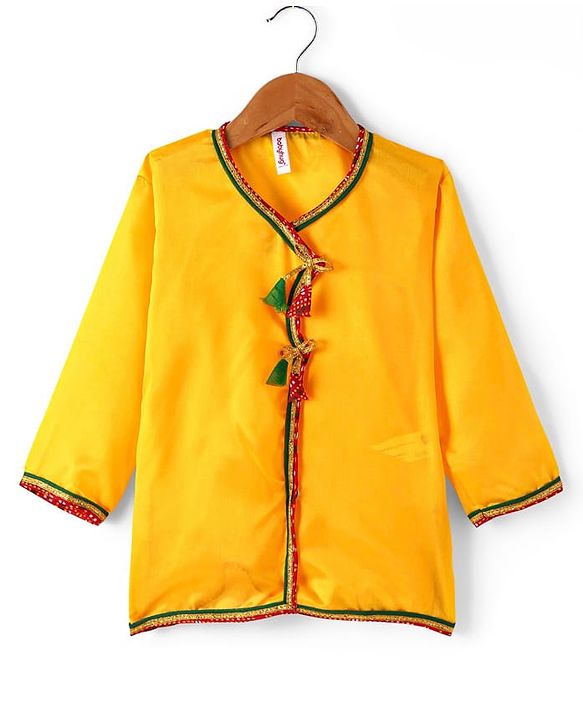 Babyhug Woven Full Sleeves Jamna Set with Forehead Cap & Waistband- Yellow