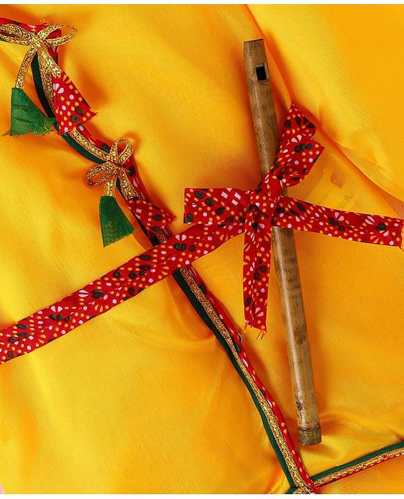 Babyhug Woven Full Sleeves Jamna Set with Forehead Cap & Waistband- Yellow