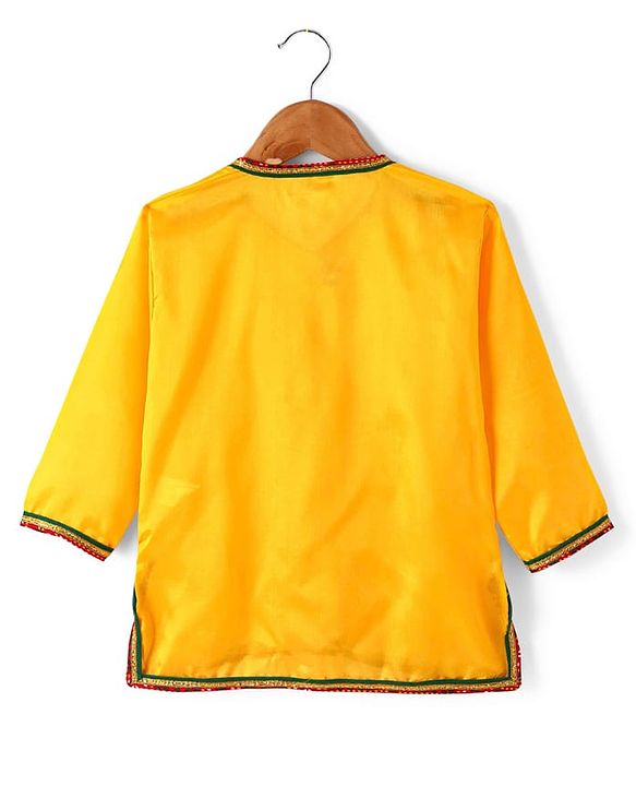 Babyhug Woven Full Sleeves Jamna Set with Forehead Cap & Waistband- Yellow